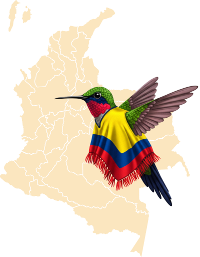 Mappa Colombia con colibrí
